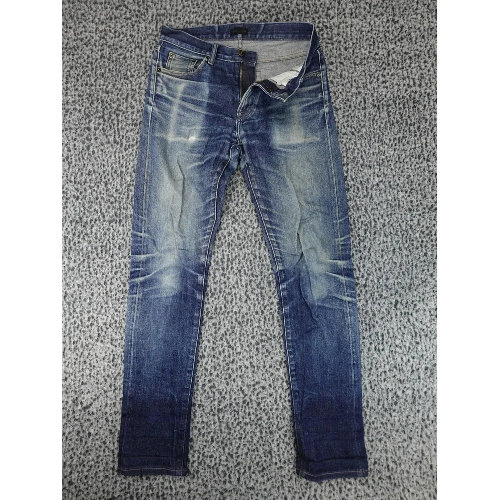 Uniqlo Kaihara Selvedge Jeans Mens 30x34 Blue Slim Fit Heavy Fade 321-447649